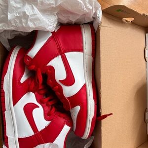 Nike Red and White High dunks